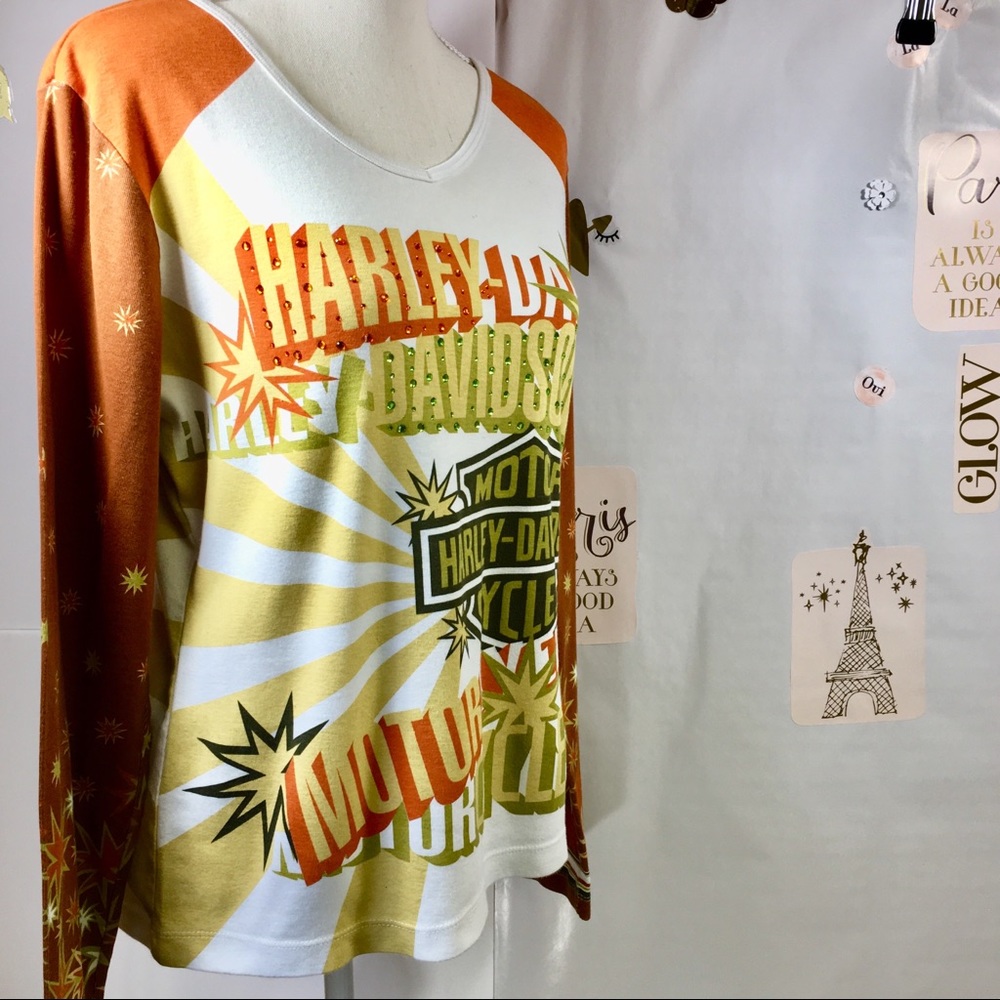 Harley Davidson 🧡 Long Sleeve Beaded Tee. L